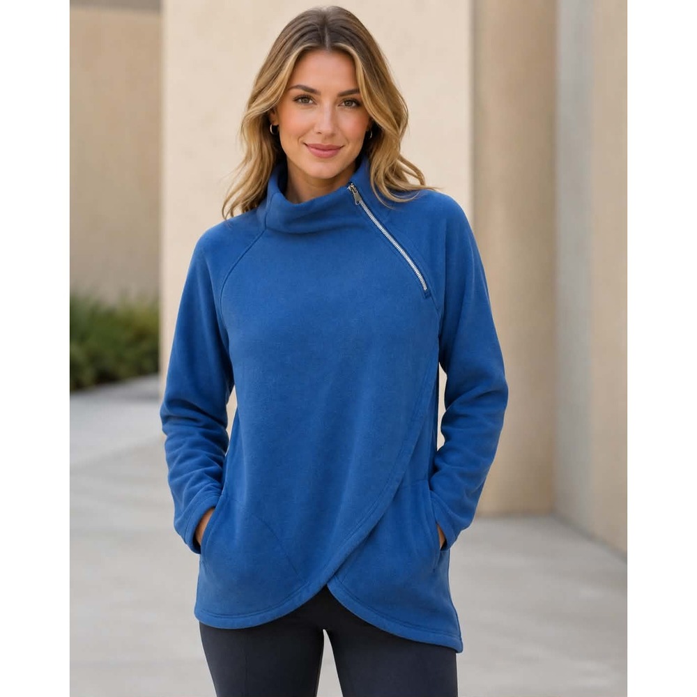 Athleta Sweatshirt L/Tall Pullover Capsule Coastal Cobalt Blue Athleisure Fleece